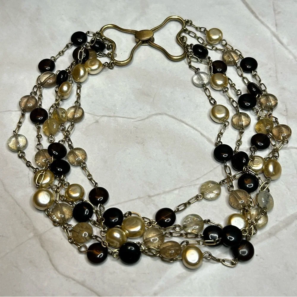 Unique Multi-Strand Faux Pearl Necklace